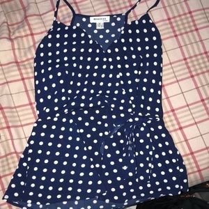 Navy blue polka dot tank top